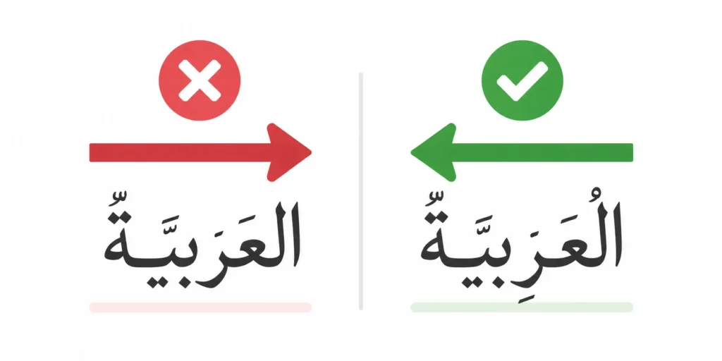 Common beginner mistake of reading Arabic left to right instead of right to left