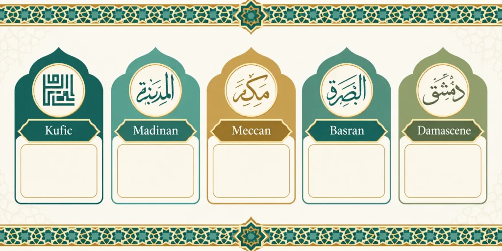 Diagram of the five traditional Quran verse counting methods